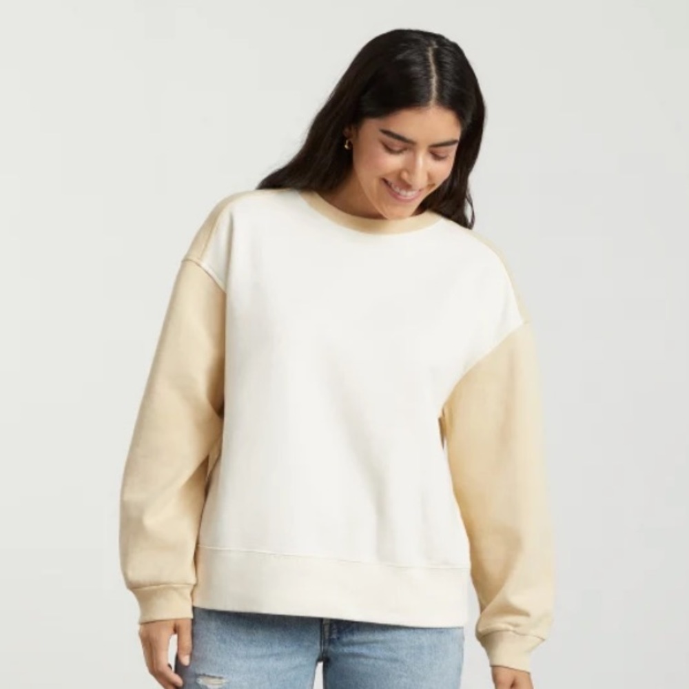 Everlane Track Oversized Crew in Cashew, Size Small